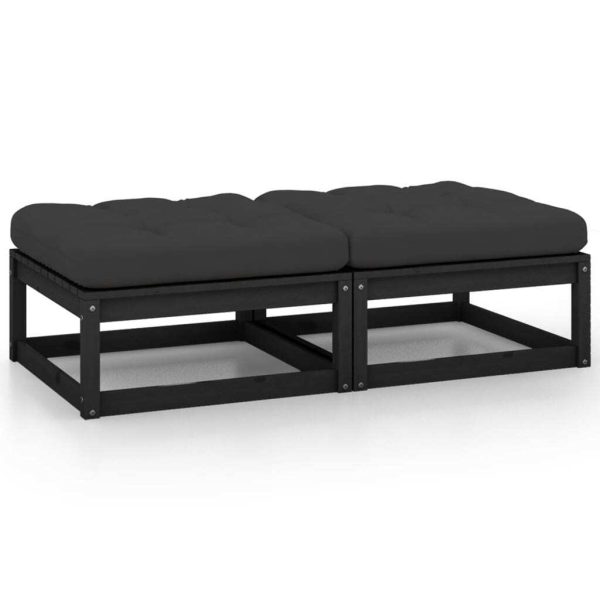 Garden Footstool with Cushion Solid Pinewood