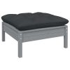 Garden Footstool with Cushion Solid Pinewood