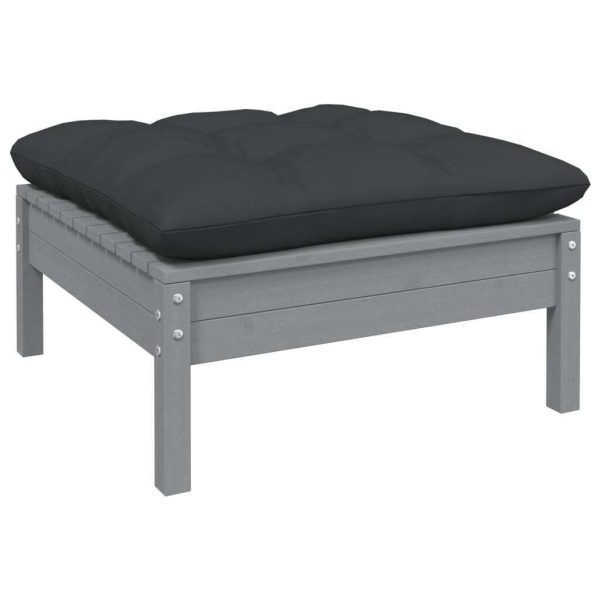 Garden Footstool with Cushion Solid Pinewood