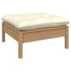 Garden Footstool with Cushion Solid Pinewood