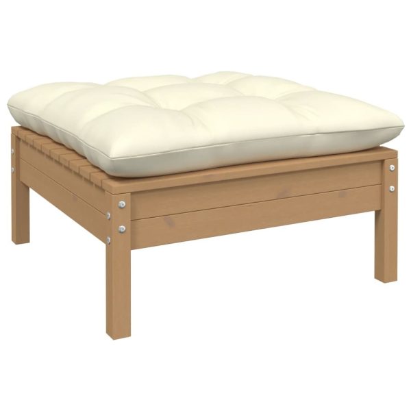 Garden Footstool with Cushion Solid Pinewood
