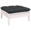 Garden Footstool with Cushion Solid Pinewood