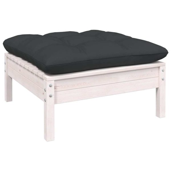 Garden Footstool with Cushion Solid Pinewood