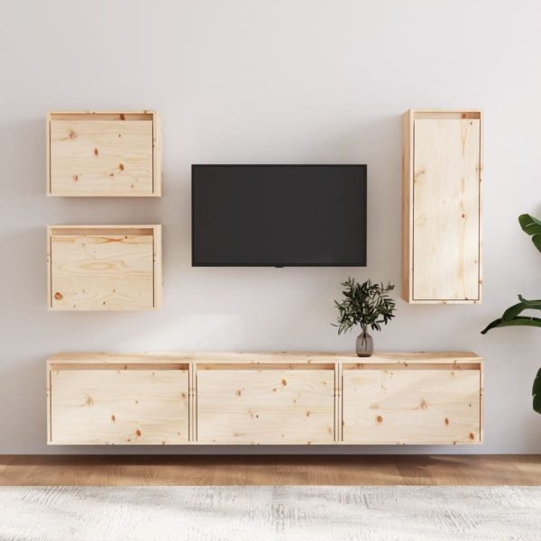 Mount TV Cabinets 6 pcs Solid Wood Pine