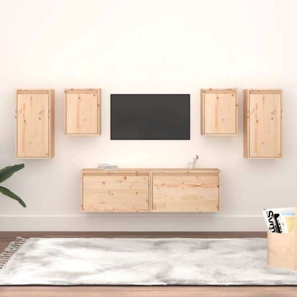 Cromer TV Cabinets 6 pcs Solid Wood Pine