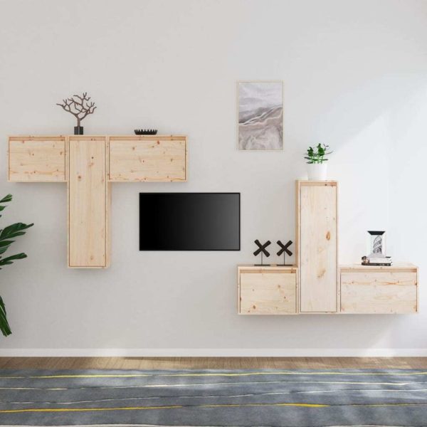 Calverton TV Cabinets 6 pcs Solid Wood Pine