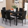 Dining Chairs and Table Dining Set Wooden Top Black