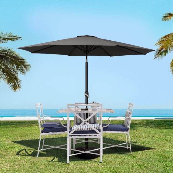 Outdoor Umbrella 2.7m Base Beach Pole Garden Tilt Sun Patio UV