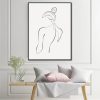 Woman Back Line Art Black Frame Canvas Wall Art