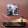 Marbled Black Grey Black Frame Canvas Wall Art