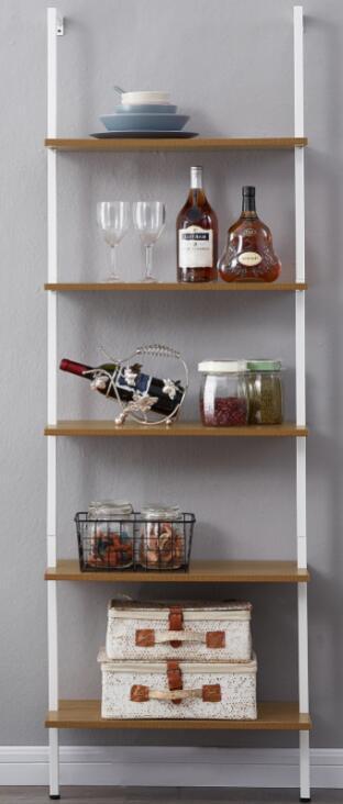 Industrial Ladder Shelf Wood Wall-Mounted Bookcase Storage Rack Shelves Display.