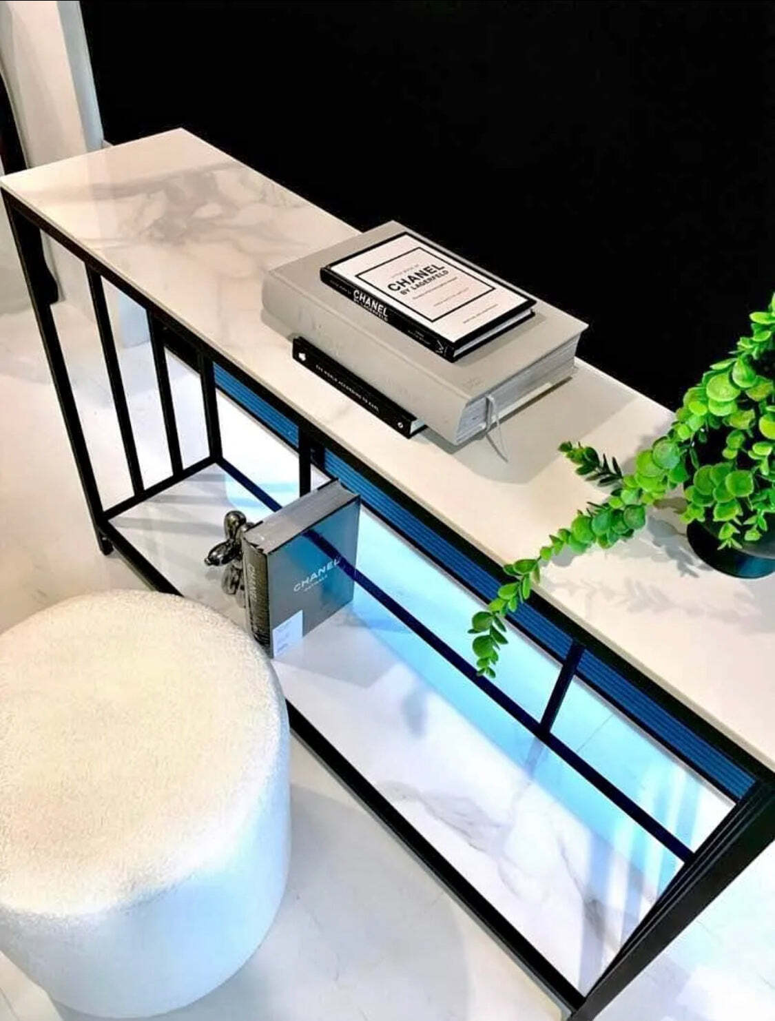 Interior Ave – Bronte Dual Layer Marble Stone Console – Marble & Black