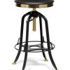 Industrial Wooden Height Adjustable Swivel Bar Stool