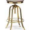 Industrial Wooden Height Adjustable Swivel Bar Stool