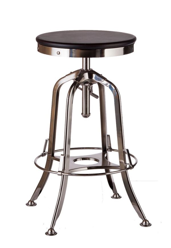 Industrial Wooden Height Adjustable Swivel Bar Stool