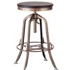 Industrial Wooden Height Adjustable Swivel Bar Stool