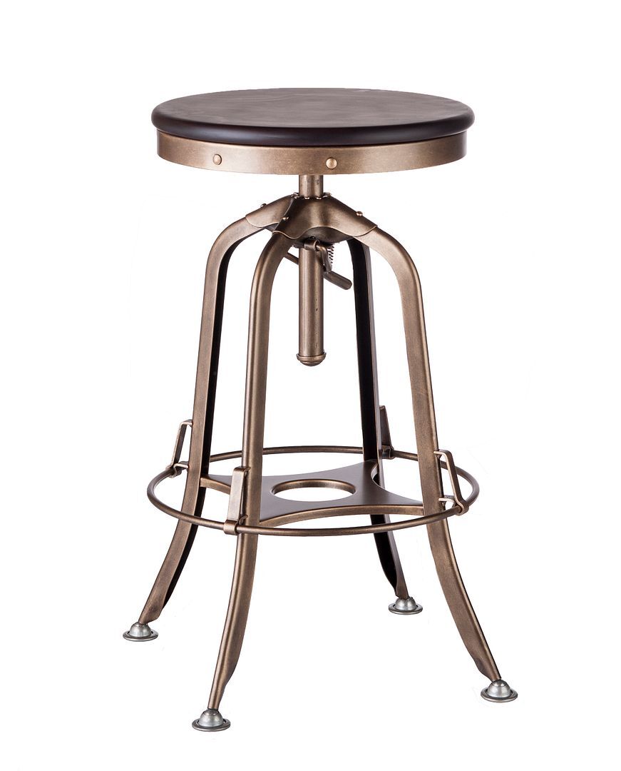 Industrial Wooden Height Adjustable Swivel Bar Stool