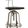 Industrial Wooden Height Adjustable Swivel Bar Stool Chair with Back