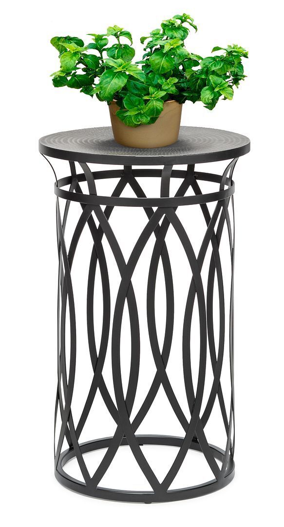 Elon Black Round Iron Side Table with Cross Legs and Top