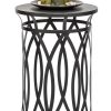 Elon Black Round Iron Side Table with Cross Legs and Top
