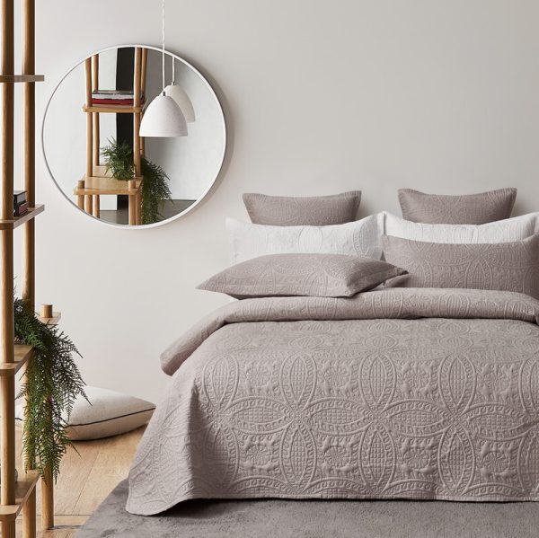 Lisbon Quilted 3 Pieces Embossed Coverlet Set