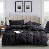 Tufted Textured Jacquard Black Duvet Doona Quilt Cover Set