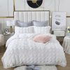 Ruffles Textured Jacquard Queen Size white Duvet Doona Quilt Cover Set