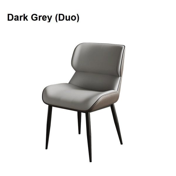 Italian Minimal List Dining Chairs PU Retro Chair Cafe Kitchen Modern Metal Legs x2