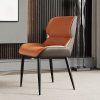 Italian Minimal List Dining Chairs PU Retro Chair Cafe Kitchen Modern Metal Legs x2