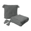 Knitting Throw Blanket Cushion Set Pillow Tassel Fringe Sofa Bed