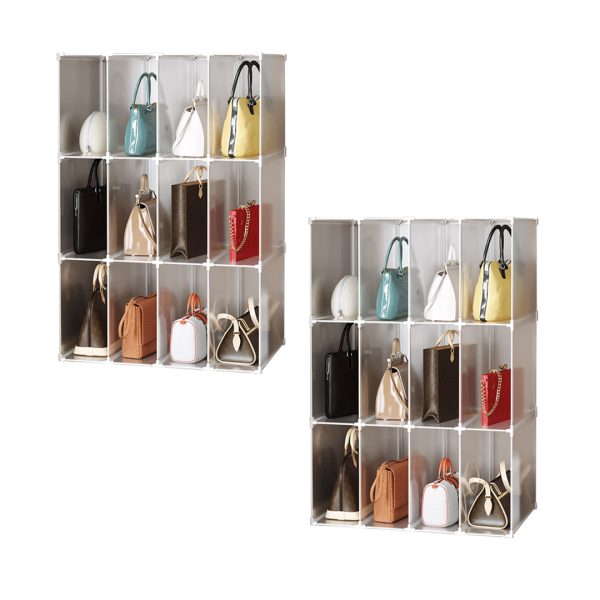 3 Tier Multifunctional PP Plastic Bag Box Portable Cubby DIY Storage Shelves Stackable Handbag Purse Organiser.