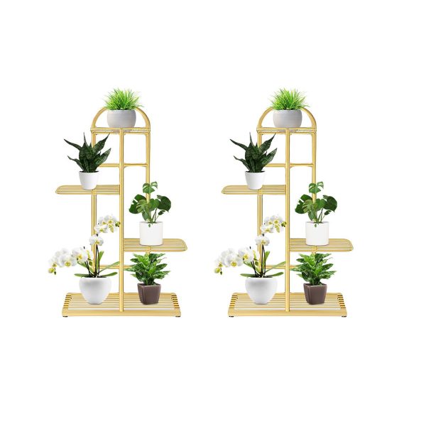 Gold Metal Plant Stand Flowerpot Display Shelf Rack Indoor Home Office Decor