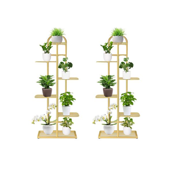 Gold Metal Plant Stand Flowerpot Display Shelf Rack Indoor Home Office Decor