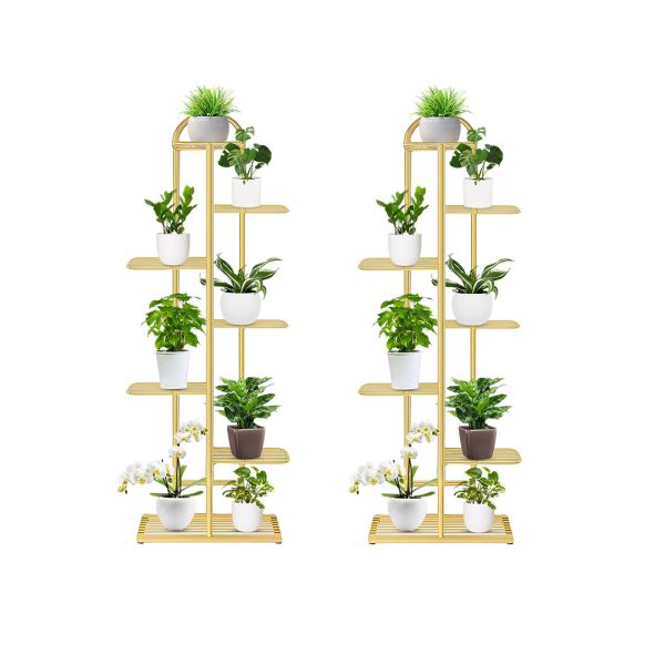 Gold Metal Plant Stand Flowerpot Display Shelf Rack Indoor Home Office Decor