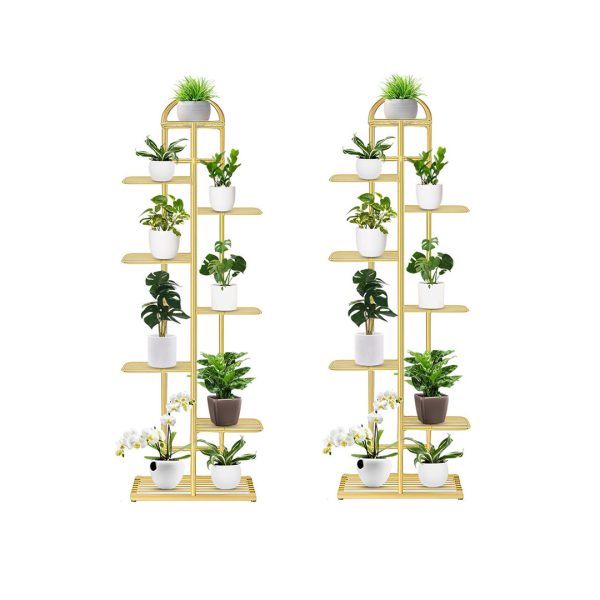 Gold Metal Plant Stand Flowerpot Display Shelf Rack Indoor Home Office Decor