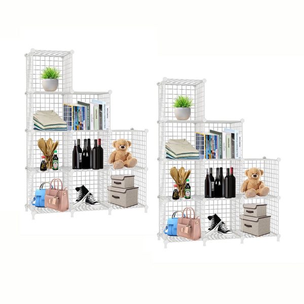 White Portable 9-Cube 3 Column Storage Organiser Foldable DIY Modular Grid Space Saving Shelf 149cm