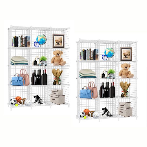 White Portable 3 Column Storage Organiser Foldable DIY Modular Grid Space Saving Shelf
