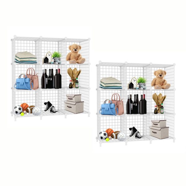White Portable 3 Column Storage Organiser Foldable DIY Modular Grid Space Saving Shelf