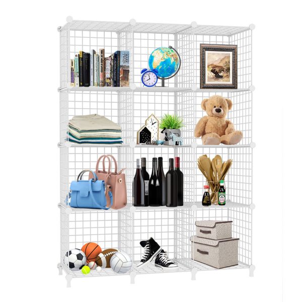White Portable 3 Column Storage Organiser Foldable DIY Modular Grid Space Saving Shelf