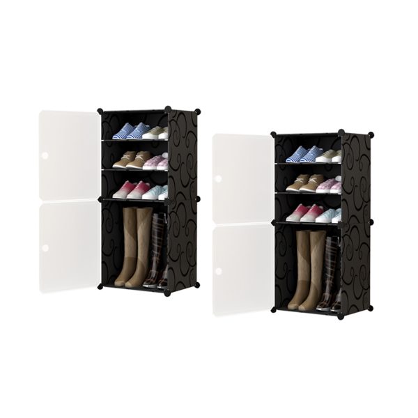 4 Tier Shoe Rack Organizer Sneaker Footwear Storage Stackable Stand Cabinet Portable Wardrobe with Cover