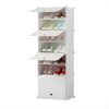 White Shoe Rack Organizer Sneaker Footwear Storage Stackable Stand Cabinet Portable Wardrobe with Cover