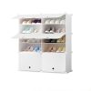 2 Column White Shoe Rack Organizer Sneaker Footwear Storage Stackable Stand Cabinet Portable Wardrobe with Cover