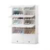 2 Column White Shoe Rack Organizer Sneaker Footwear Storage Stackable Stand Cabinet Portable Wardrobe with Cover