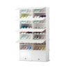 2 Column White Shoe Rack Organizer Sneaker Footwear Storage Stackable Stand Cabinet Portable Wardrobe with Cover