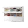 3 Column White Shoe Rack Organizer Sneaker Footwear Storage Stackable Stand Cabinet Portable Wardrobe with Cover