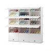 3 Column White Shoe Rack Organizer Sneaker Footwear Storage Stackable Stand Cabinet Portable Wardrobe with Cover