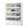 3 Column White Shoe Rack Organizer Sneaker Footwear Storage Stackable Stand Cabinet Portable Wardrobe with Cover