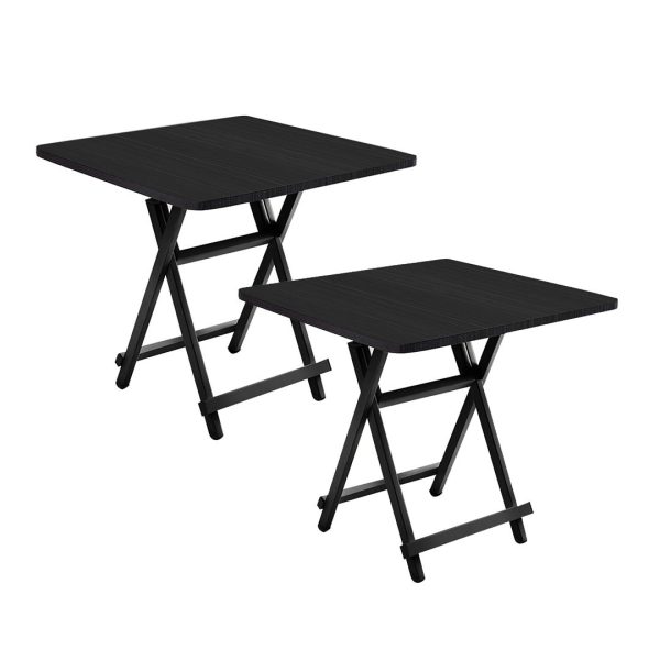 Black Dining Table Portable Square Surface Space Saving Folding Desk Home Decor