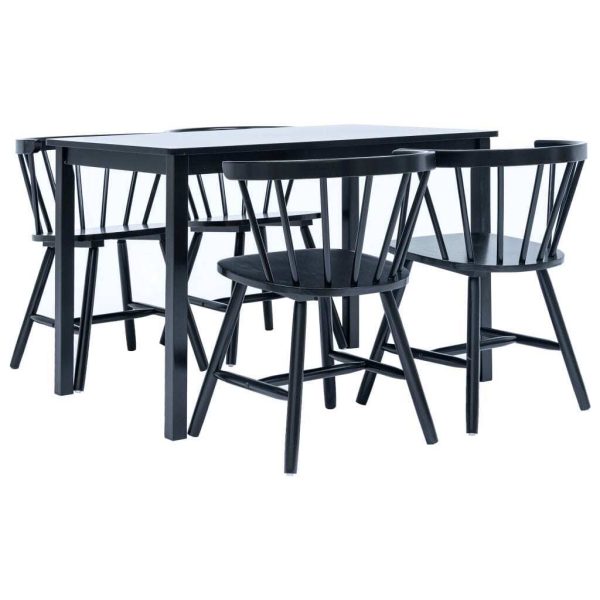 5 Piece Dining Set Solid Rubber Wood