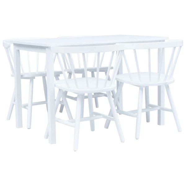 5 Piece Dining Set Solid Rubber Wood